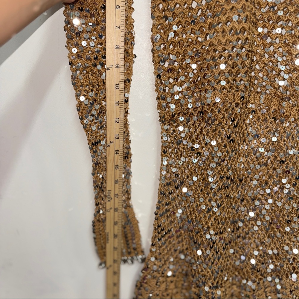 Retrofête Sequin Crochet Shell Embellished Dress Crochet Beach Dress bikinicover - Picture 7 of 9